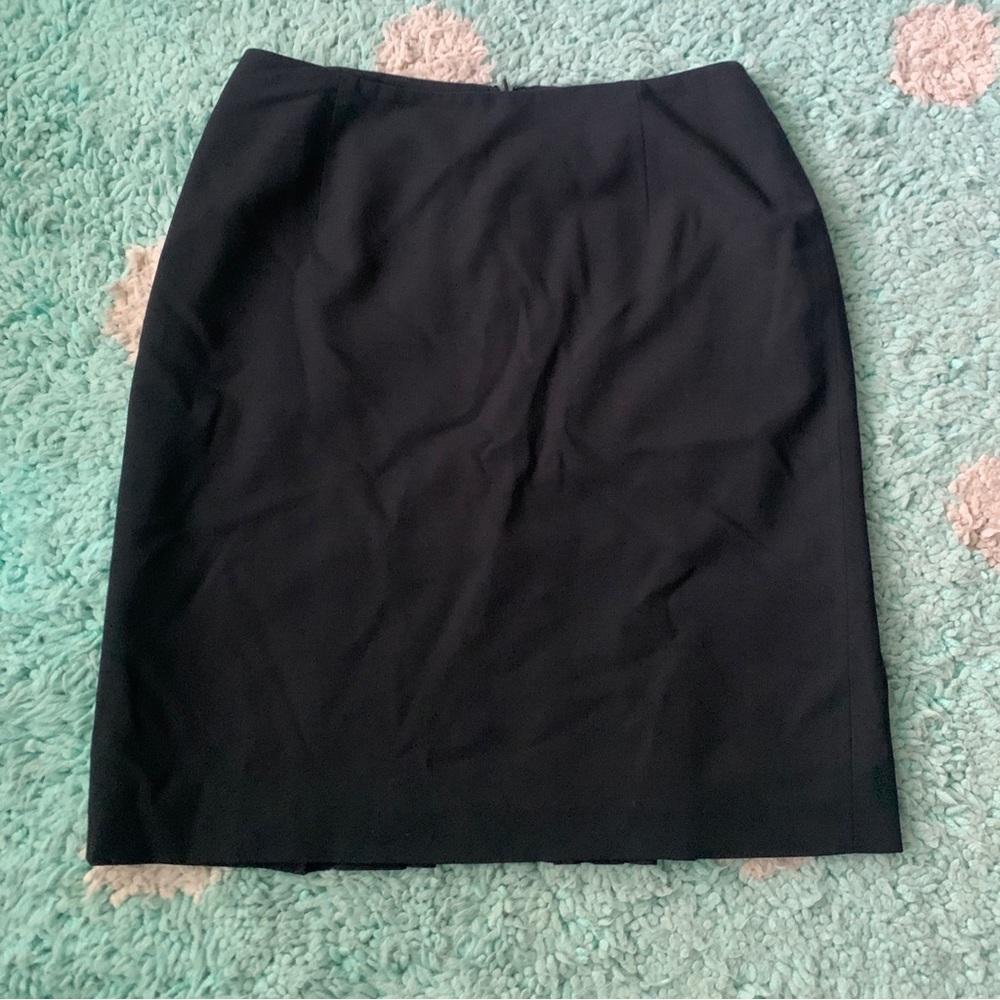 Ann Taylor LOFT Women Pencil Skirt Black Pleats Office Suit Work Dressy Wool 8P